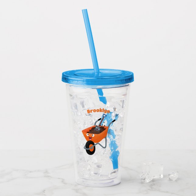 Niedliche Orangenbartendarstellung des Cartoon Acryltrinkbecher (Vorderseite Ice)