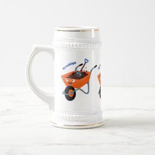 Niedliche Orangenbartendarstellung des Cartoon Bierglas