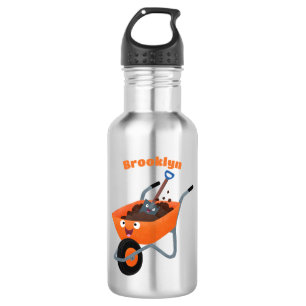 Niedliche Orangenbartendarstellung des Cartoon Edelstahlflasche