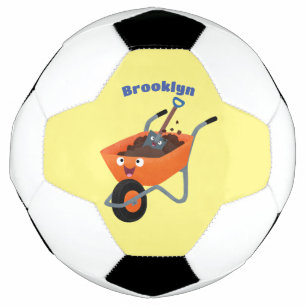 Niedliche Orangenbartendarstellung des Cartoon Fußball