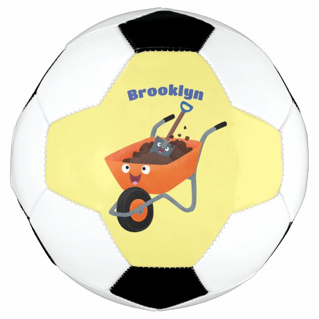 Niedliche Orangenbartendarstellung des Cartoon Fußball (Vorderseite)