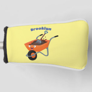 Niedliche Orangenbartendarstellung des Cartoon Golf Headcover