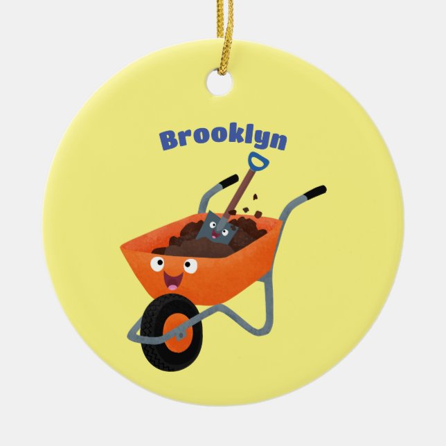 Niedliche Orangenbartendarstellung des Cartoon Keramik Ornament (Vorne)