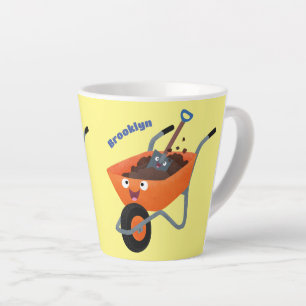 Niedliche Orangenbartendarstellung des Cartoon Milchtasse