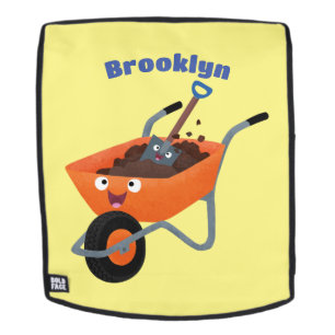 Niedliche Orangenbartendarstellung des Cartoon Rucksack