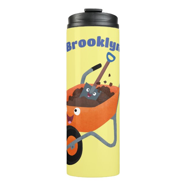 Niedliche Orangenbartendarstellung des Cartoon Thermosbecher (Vorderseite)