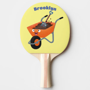 Niedliche Orangenbartendarstellung des Cartoon Tischtennis Schläger