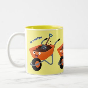 Niedliche Orangenbartendarstellung des Cartoon Zweifarbige Tasse