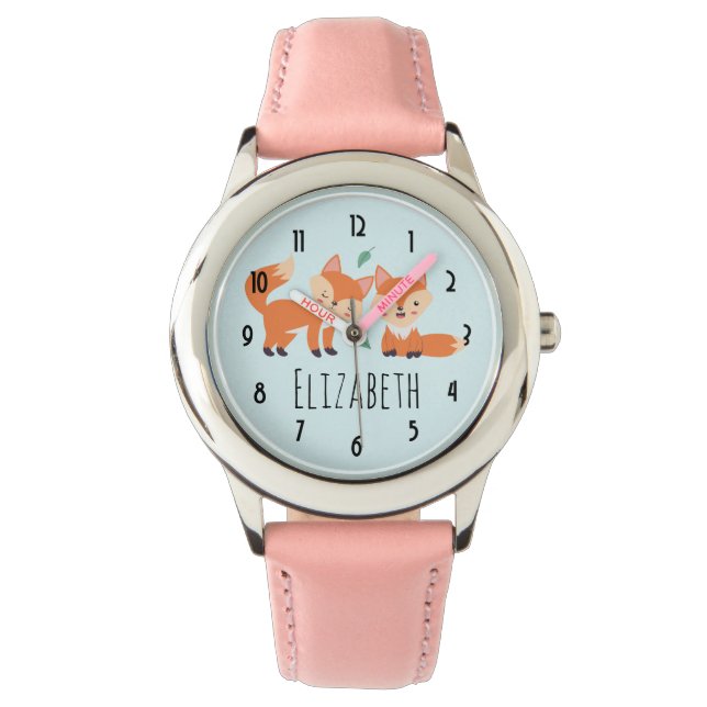 Niedliche Orangenfüchse Grafik Armbanduhr (Vorderseite)
