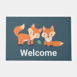 Niedliche Orangenfüchse Grafik Fußmatte