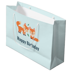 Niedliche Orangenfüchse Grafik Große Geschenktüte