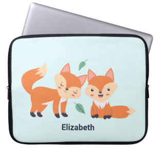 Niedliche Orangenfüchse Grafik Laptopschutzhülle
