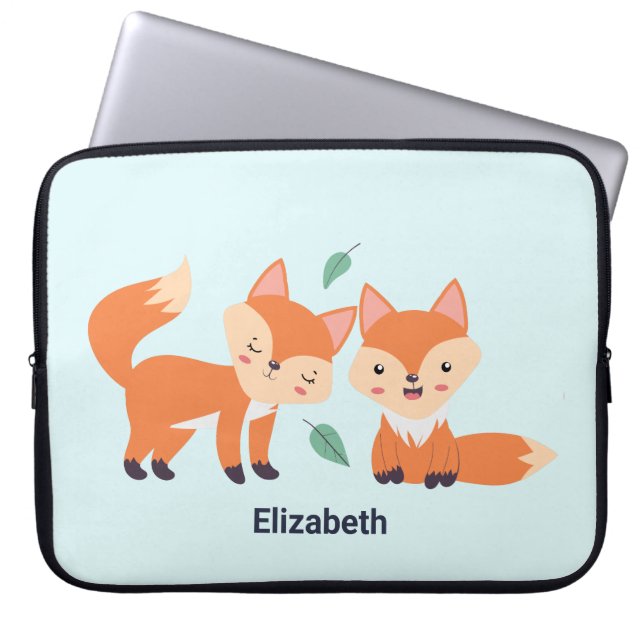 Niedliche Orangenfüchse Grafik Laptopschutzhülle (Vorderseite)
