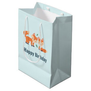 Niedliche Orangenfüchse Grafik Mittlere Geschenktüte
