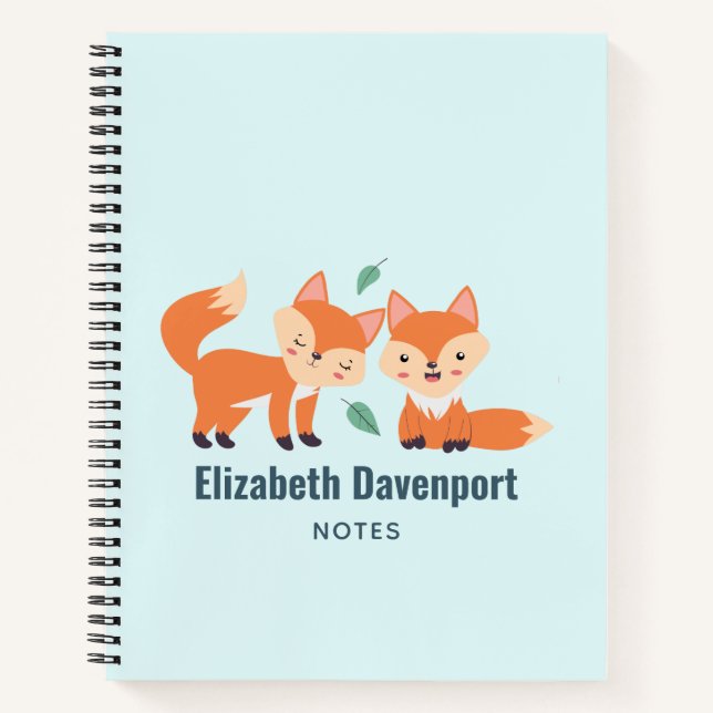 Niedliche Orangenfüchse Grafik Notizbuch (Vorderseite)