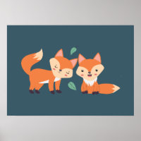 Niedliche Orangenfüchse Grafik