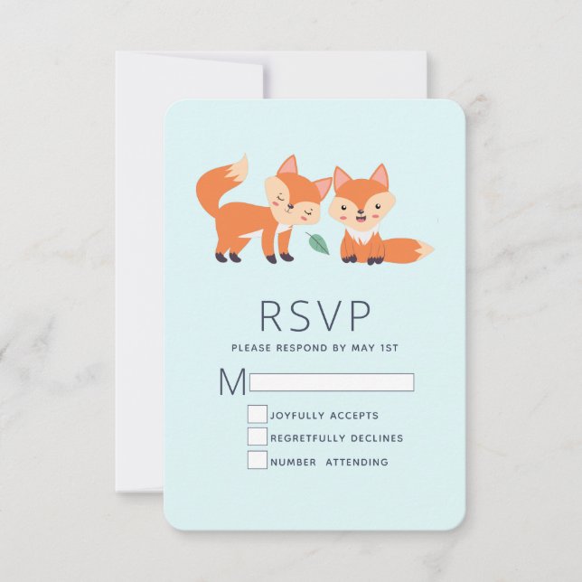 Niedliche Orangenfüchse Grafik RSVP Karte (Vorderseite)