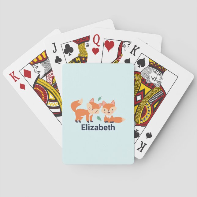Niedliche Orangenfüchse Grafik Spielkarten (Rückseite)