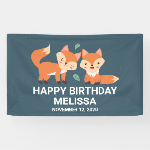 Niedliche Orangenfüchse Grafische Illustration Geb Banner