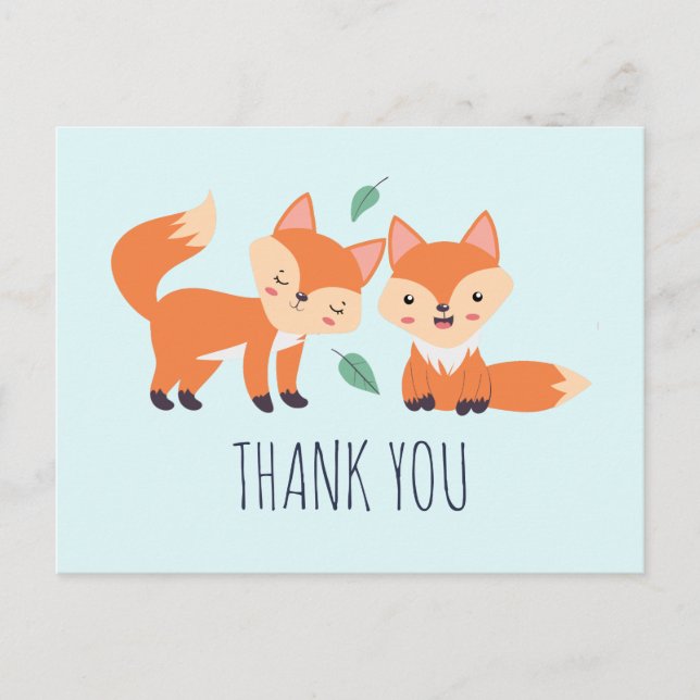 Niedliche Orangenfüchse Grafische Illustration Vie Postkarte (Vorderseite)