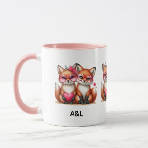 Niedliche Orangenfüchse in Liebe Tasse