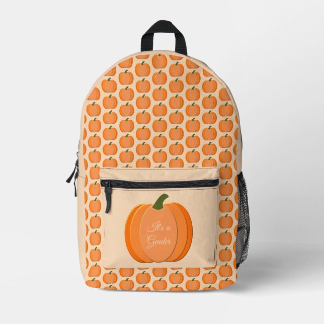 Niedliche Orangengeschlechtsneutrale Kürbisgeschle Bedruckter Rucksack (Vorderseite)