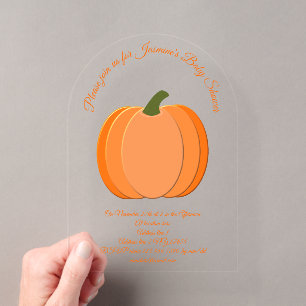 Niedliche Orangengeschlechtsneutrale Pumpkindusche Acryleinladungen