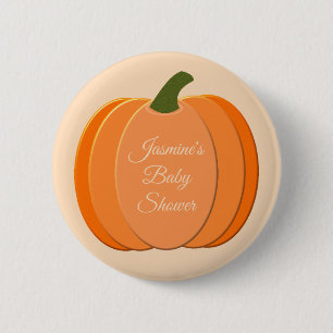 Niedliche Orangengeschlechtsneutrale Pumpkindusche Button