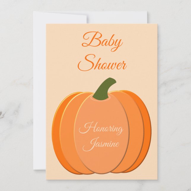 Niedliche Orangengeschlechtsneutrale Pumpkindusche Einladung (Vorderseite)