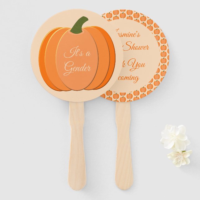 Niedliche Orangengeschlechtsneutrale Pumpkindusche Fächer (Vorne und Hinten)