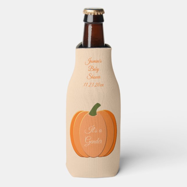 Niedliche Orangengeschlechtsneutrale Pumpkindusche Flaschenkühler (Flaschenvorderseite)