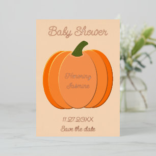 Niedliche Orangengeschlechtsneutrale Pumpkindusche Folien Feiertagskarte
