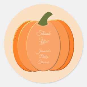 Niedliche Orangengeschlechtsneutrale Pumpkindusche Runder Aufkleber