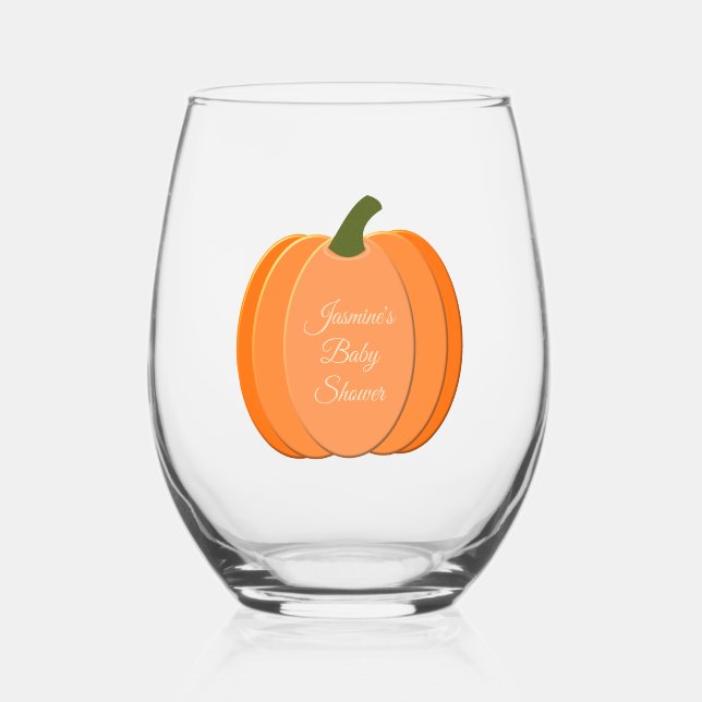 Niedliche Orangengeschlechtsneutrale Pumpkindusche Weinglas Ohne Stiel (Vorderseite)