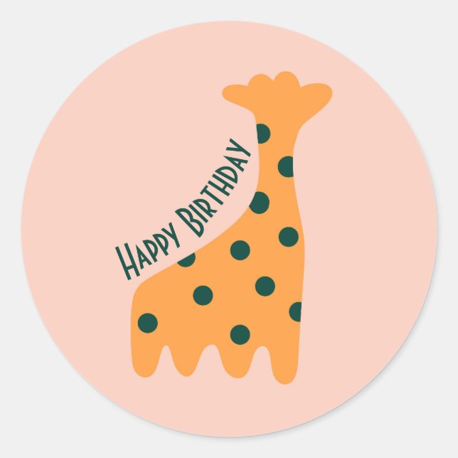 Niedliche Orangengiraffe Runder Aufkleber (Vorderseite)