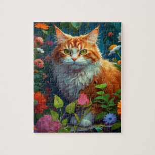 Niedliche Orangenkatze bei Blume