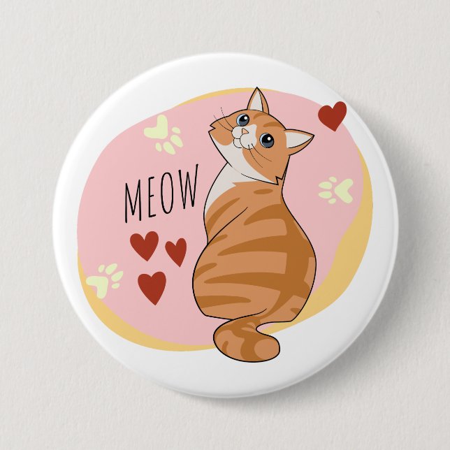 Niedliche Orangenkatze Button (Vorderseite)