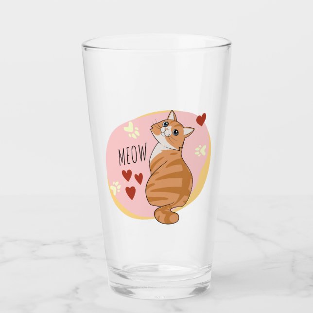 Niedliche Orangenkatze Glas (Vorderseite)