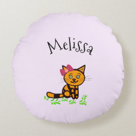 Niedliche Orangenkatze Rundes Kissen