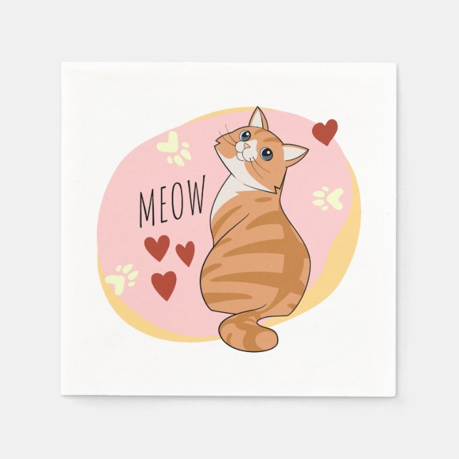 Niedliche Orangenkatze Serviette (Vorderseite)