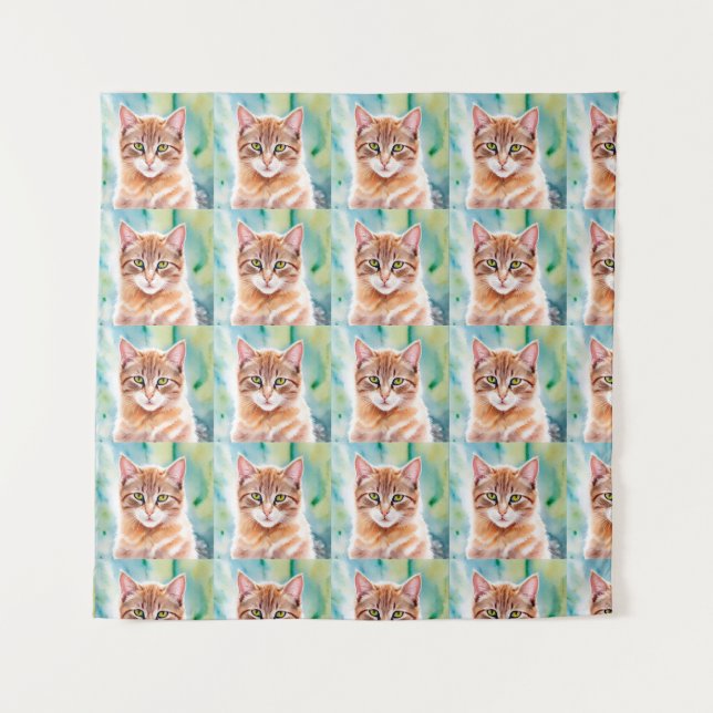 Niedliche Orangenkatze Wandteppich (Vorderseite)