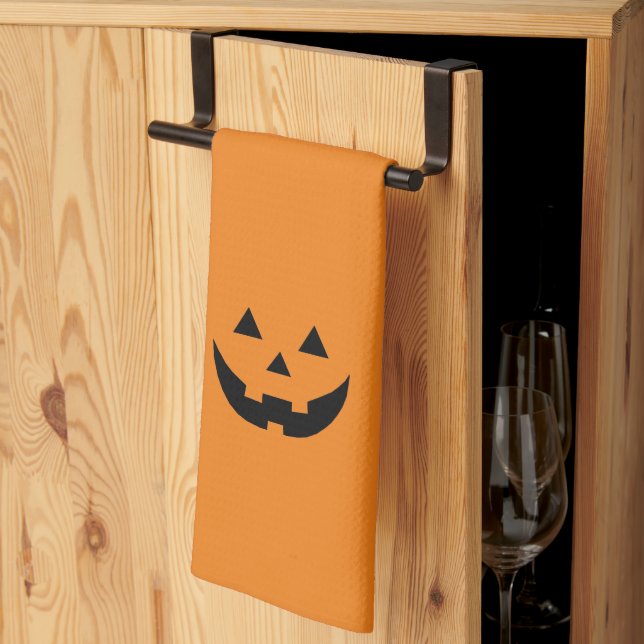 Niedliche Orangenkürbis Kürbislaterne Halloween Geschirrtuch (Drittel gefaltet)