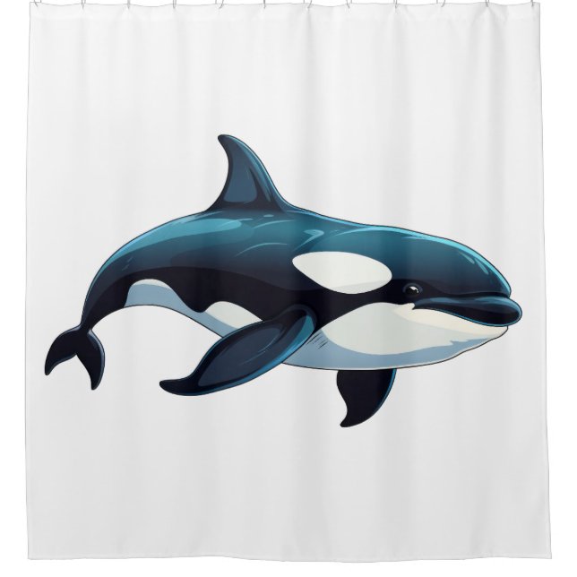 Niedliche Orca-Doodle Duschvorhang (Vorderseite)