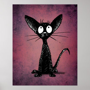 Niedliche orientalische schwarze Katzen-Kunst auf Poster