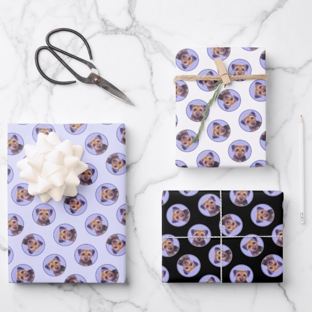 Niedliche, originale Haustier-Hundkunst an der Gre Geschenkpapier Set (Vorderseite)