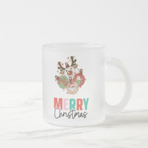 Niedliche Ornamente - Frohe Weihnachten Mattglastasse