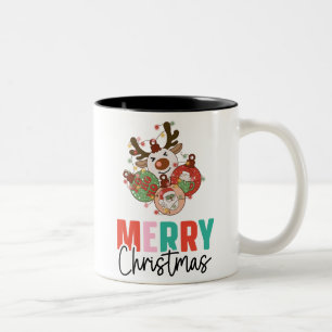 Niedliche Ornamente - Frohe Weihnachten Zweifarbige Tasse