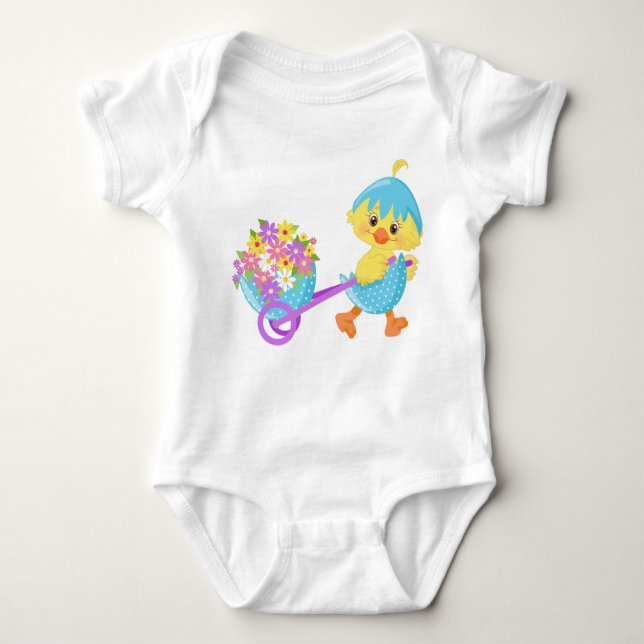 NIEDLICHE OSTCHICK MIT BLUME BABY STRAMPLER (Vorderseite)