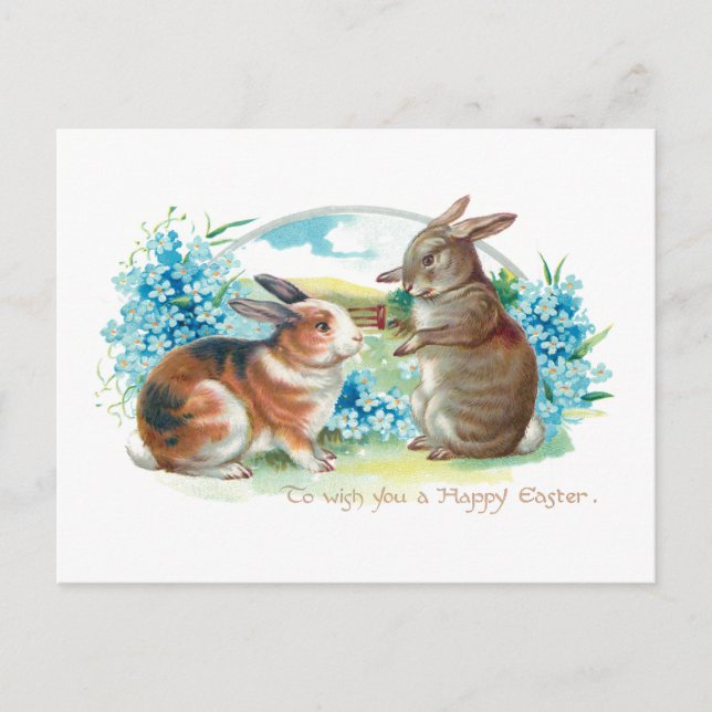 Niedliche Osterbände und Vergessenmernots Postkarte (Vorderseite)