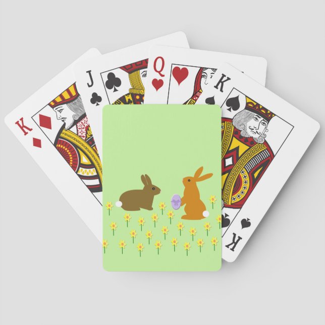 Niedliche Osterbäume und Affodien Spielkarten (Rückseite)